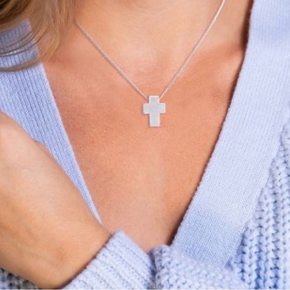 Blessed Silver Cross Pendant Necklace - Picture 2 of 2